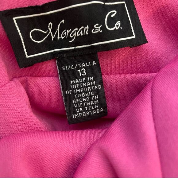 Morgan & Co. Spaghetti Strap V-Neck Ruffle Slit All Over Sequin Slim Gown Sz 13 - Picture 6 of 7